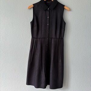 Elie Tahari Samiyah Shimmer Metallic Snap Button Front Dress sleeveless Collar